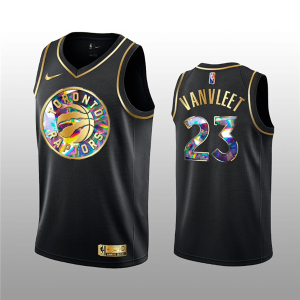 Men's Toronto Raptors #23 Fred VanVleet 2021/22 Black Golden Edition 75th Anniversary Diamond Logo Stitched Basketball Jersey